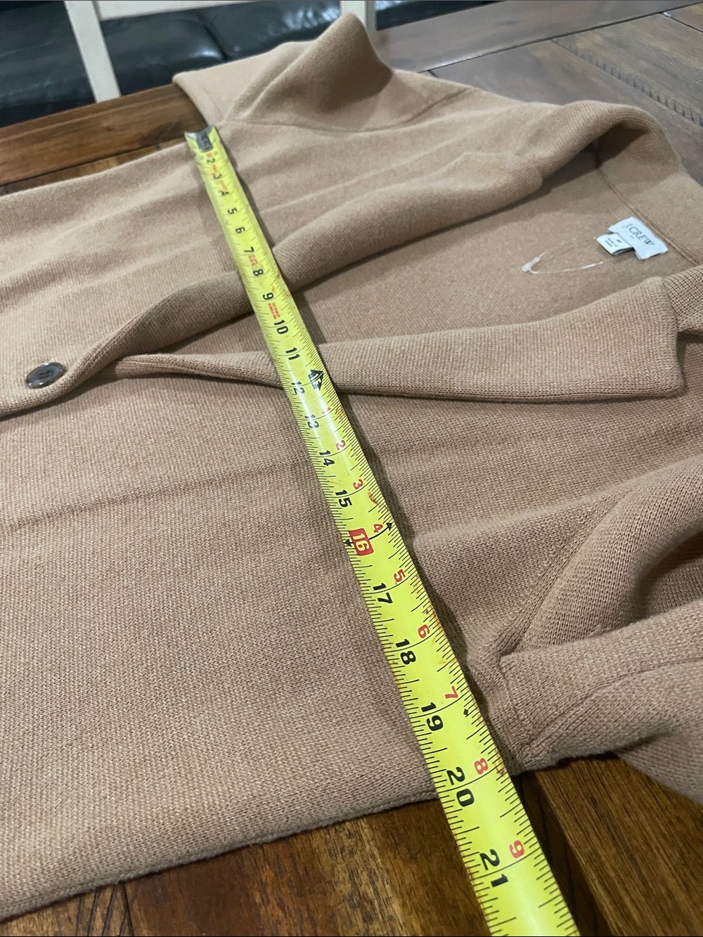 J. Crew Factory Acorn Camel One Button Knit Schoolboy sweater Blazer Cardigan M - Picture 10 of 12